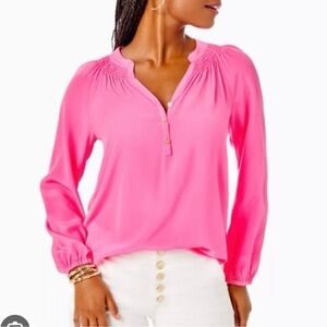 Lilly Pulitzer Elsa Vibrant Pink Blouse